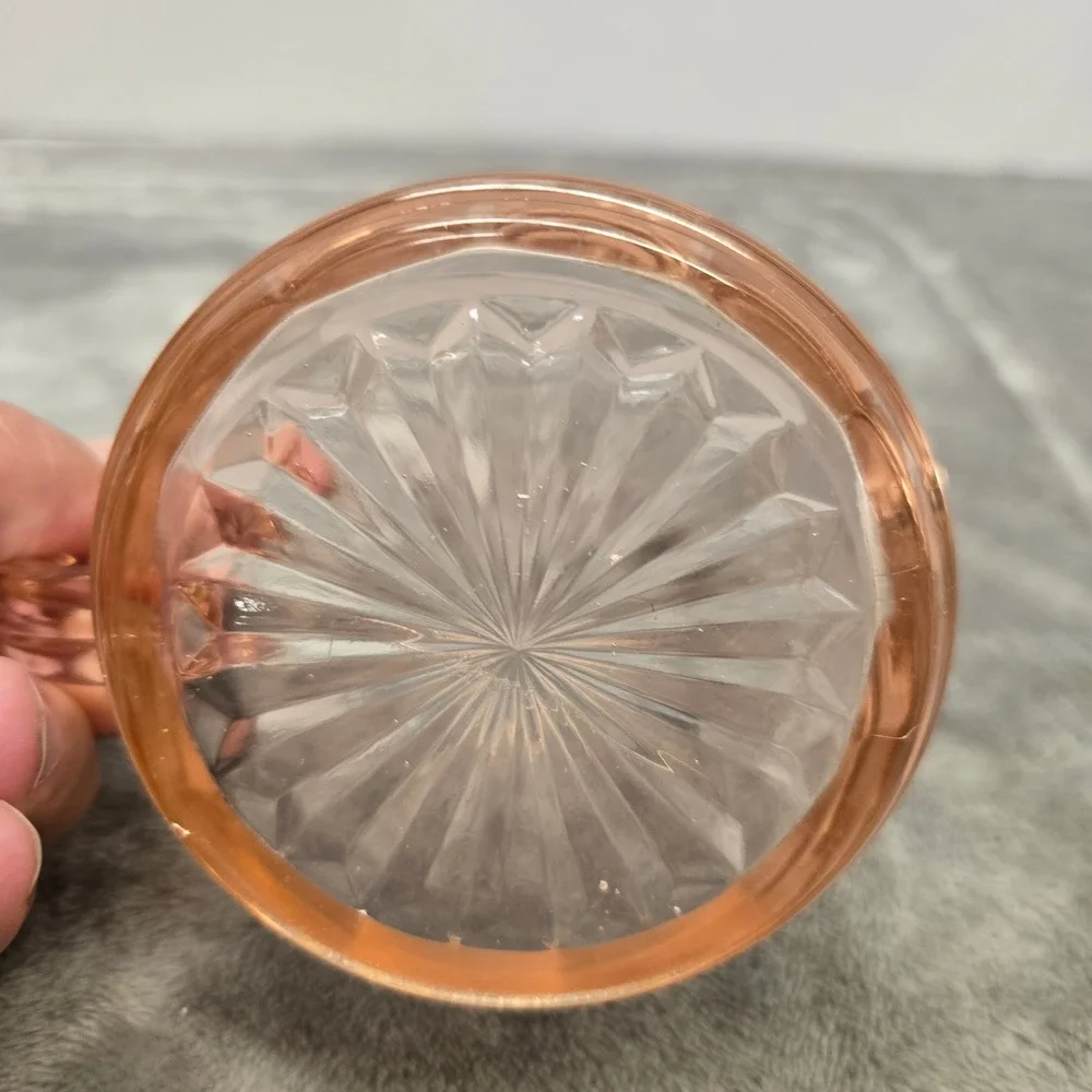 Vintage Pink Depression Glass Creamer Paneled Starburst Base Pitcher 3.5 inch